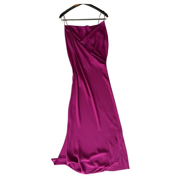 Theory Electric Pink Drape Back Silk Slip Dress | Size 6 | New With Tags - Picture 8 of 9